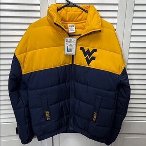 PINK Victoria's Secret WV Puffer Jacket - Navy and Yellow